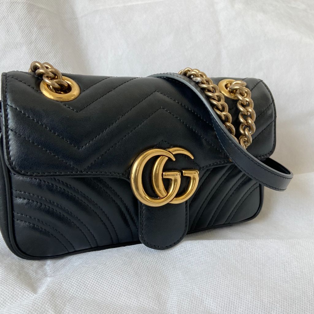 Gucci Black Mini GG Marmont 2.0 Matelassé Shoulder Bag