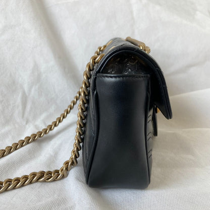 Gucci Black Mini GG Marmont 2.0 Matelassé Shoulder Bag