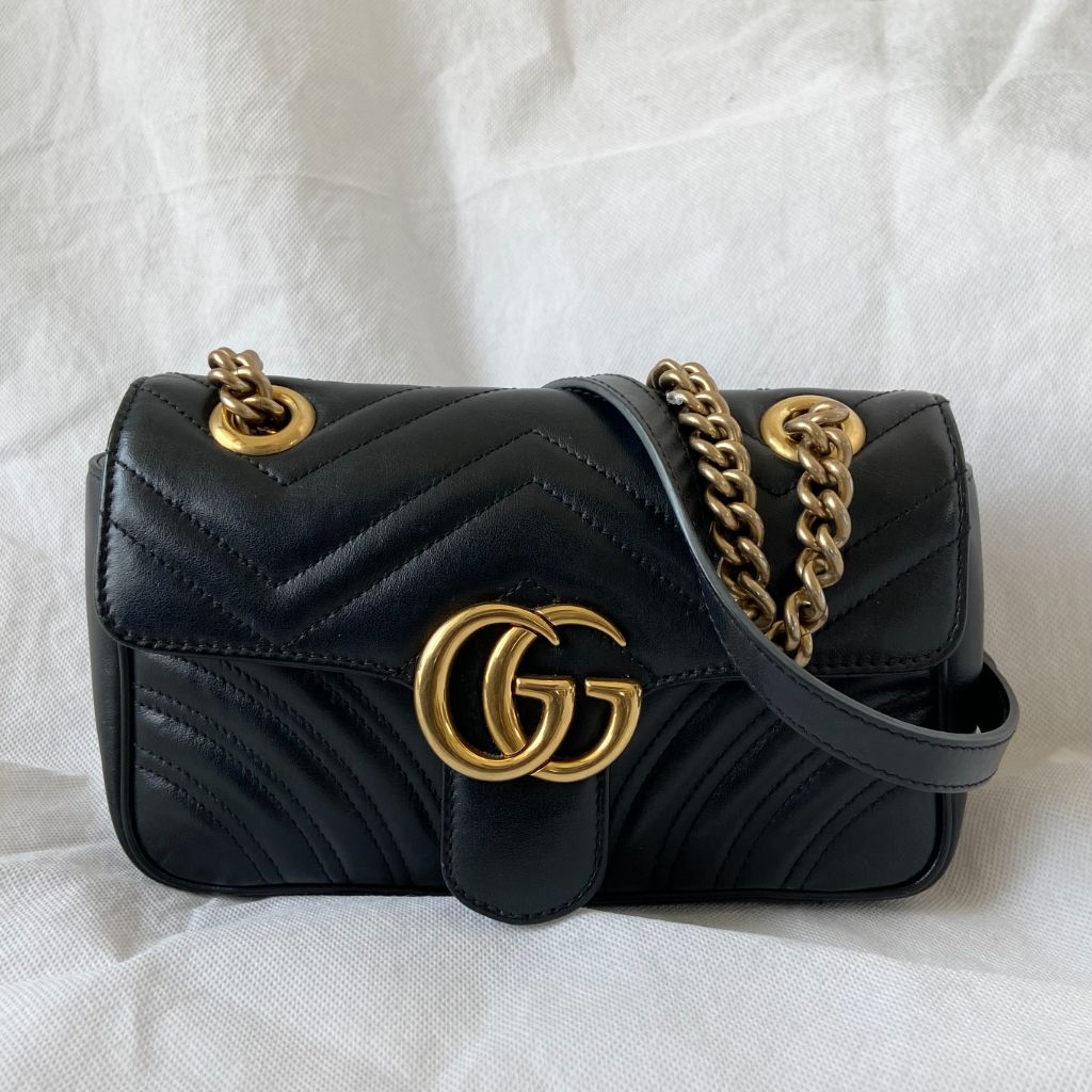 Gucci Black Mini GG Marmont 2.0 Matelassé Shoulder Bag