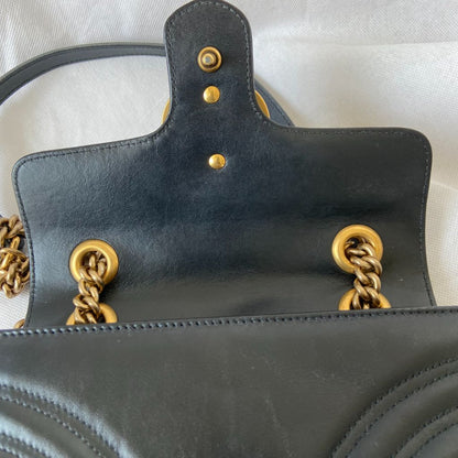 Gucci Black Mini GG Marmont 2.0 Matelassé Shoulder Bag