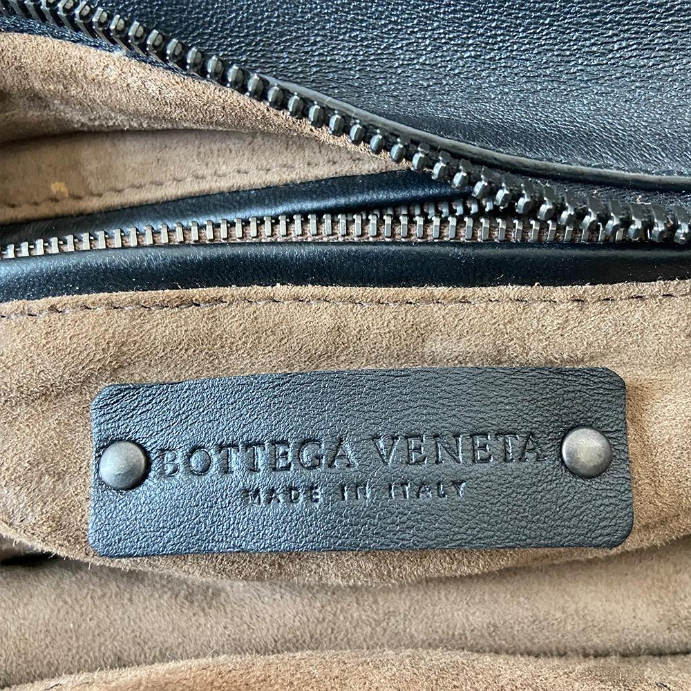 Bottega Veneta Black Intrecciato Leather Mini Roma Shoulder Bag