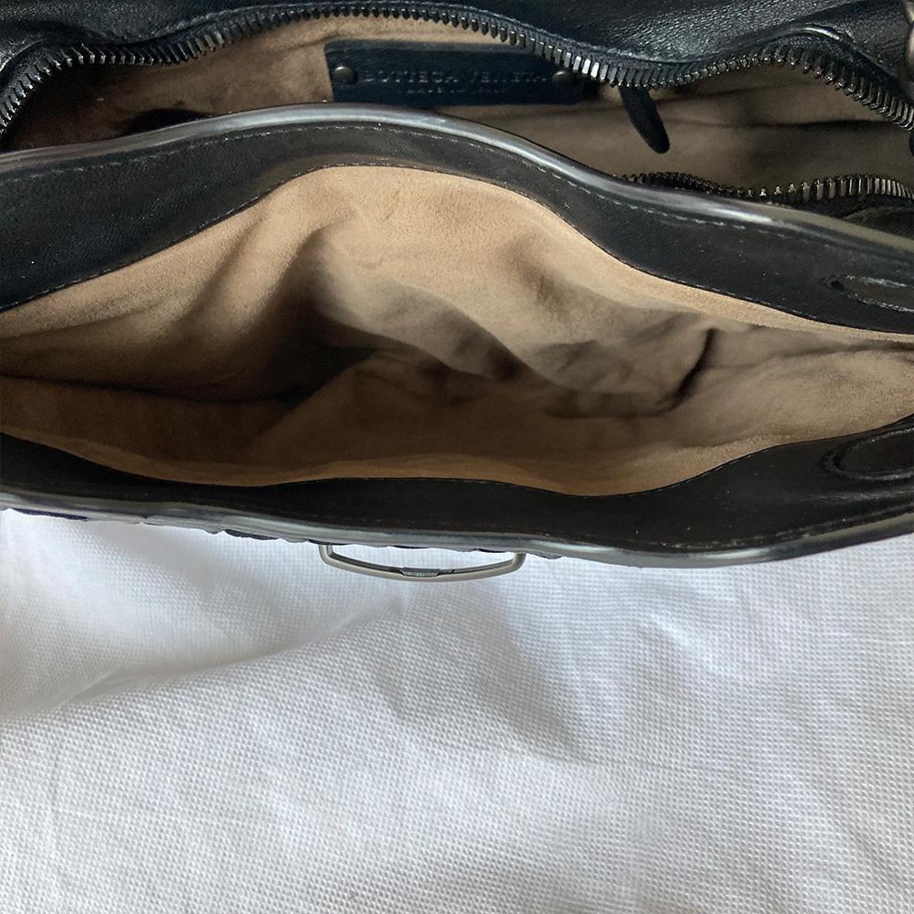 Bottega Veneta Black Intrecciato Leather Mini Roma Shoulder Bag