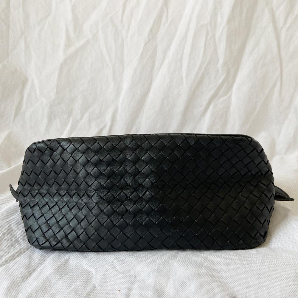 Bottega Veneta Black Intrecciato Leather Mini Roma Shoulder Bag