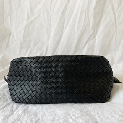 Bottega Veneta Black Intrecciato Leather Mini Roma Shoulder Bag