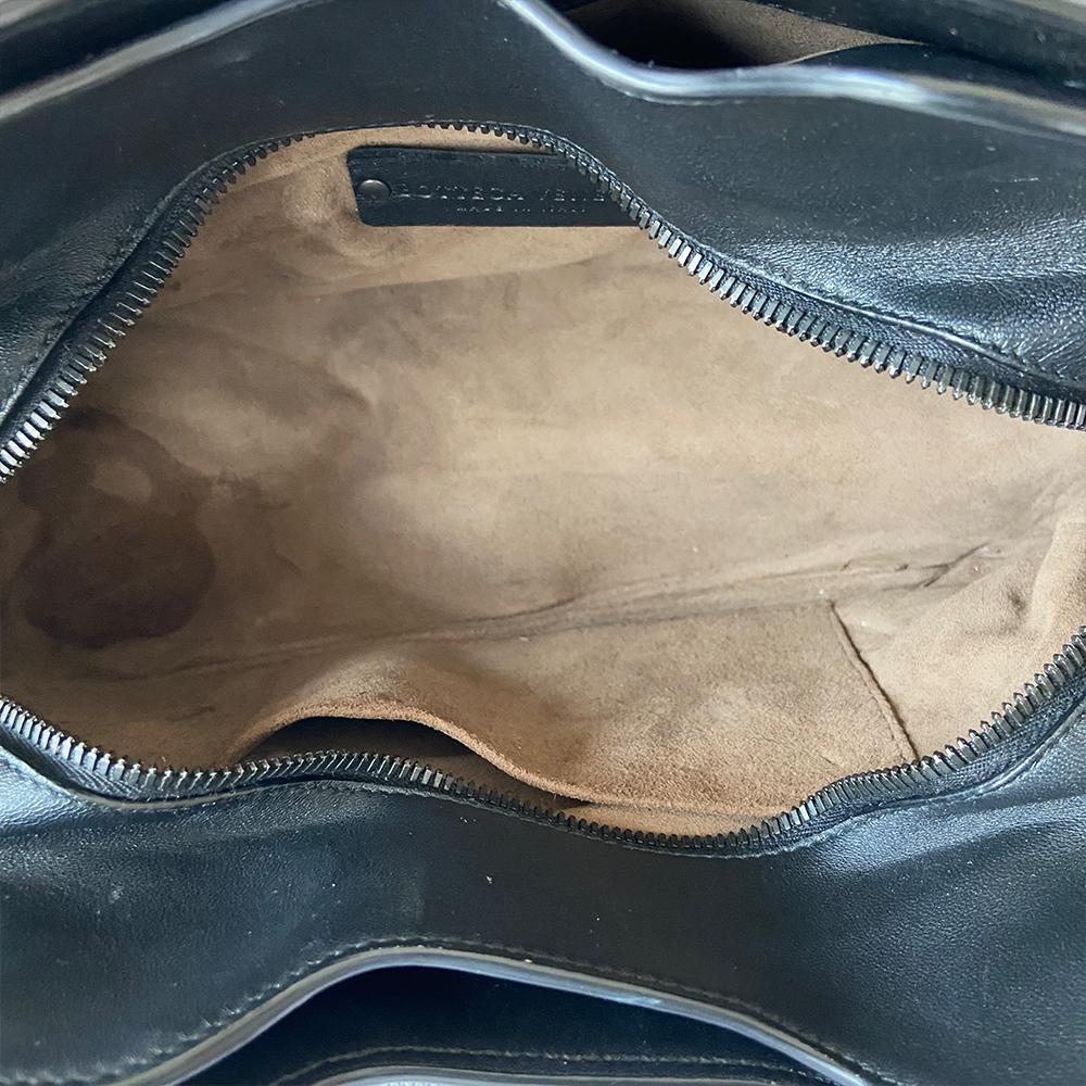 Bottega Veneta Black Intrecciato Leather Mini Roma Shoulder Bag