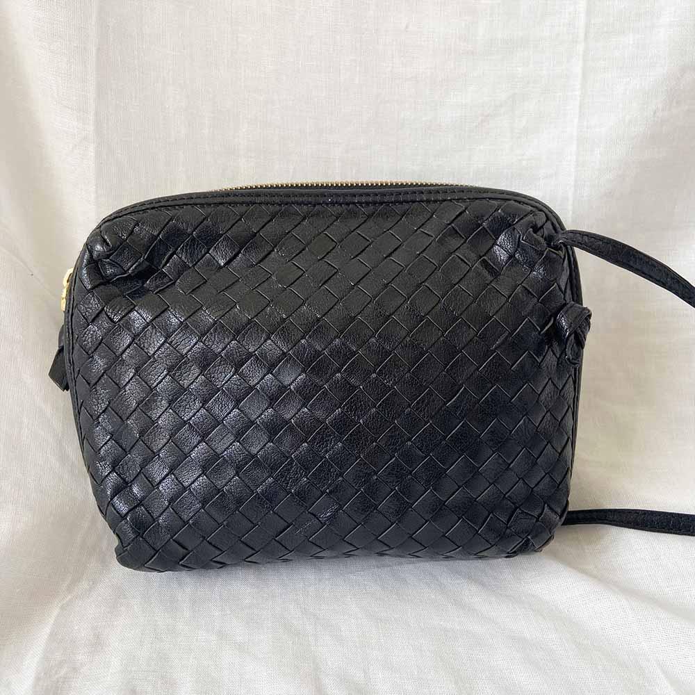 Bottega Veneta Black Intrecciato Leather Nodini Crossbody Bag