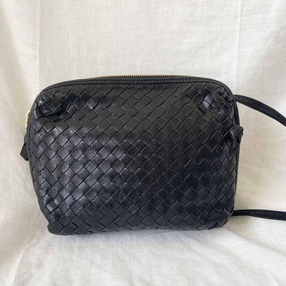 Bottega Veneta Black Intrecciato Leather Nodini Crossbody Bag