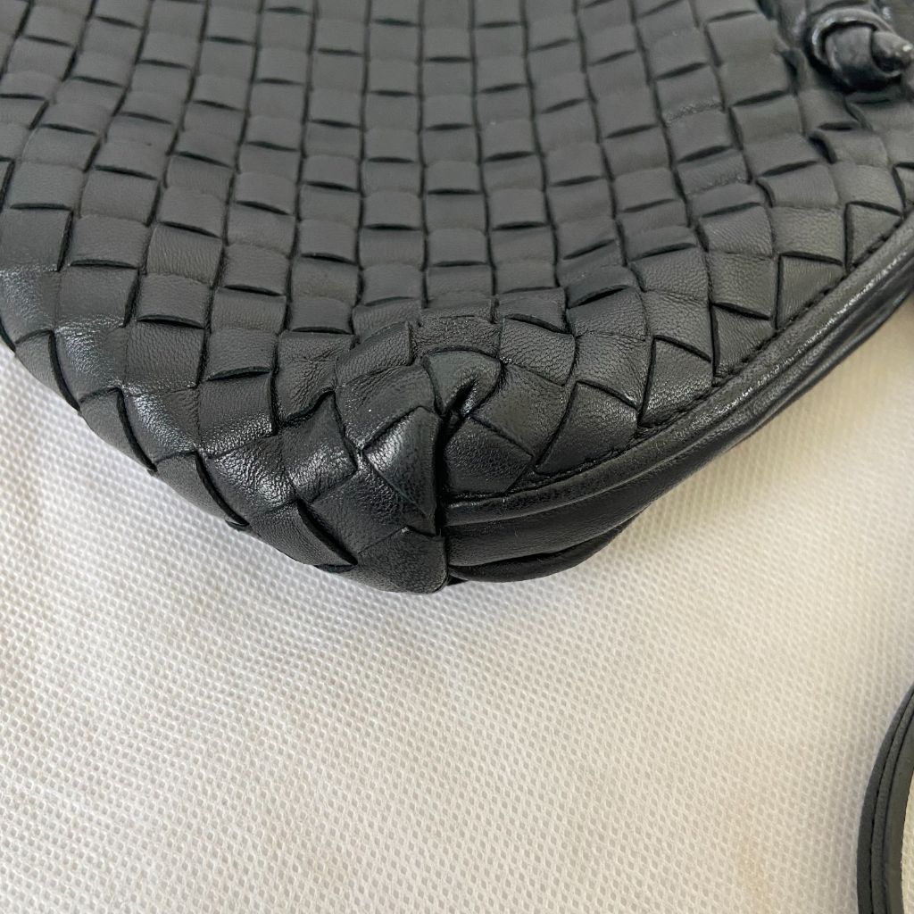 Bottega Veneta Black Intrecciato Leather Nodini Crossbody Bag