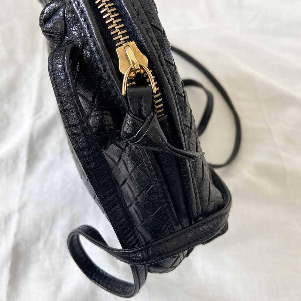 Bottega Veneta Black Intrecciato Leather Nodini Crossbody Bag