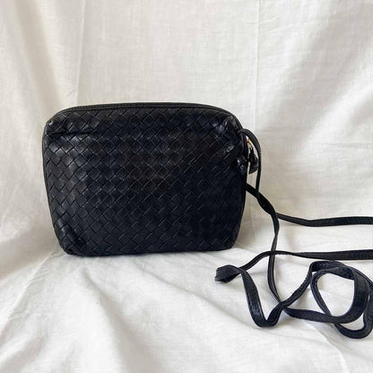 Bottega Veneta Black Intrecciato Leather Nodini Crossbody Bag