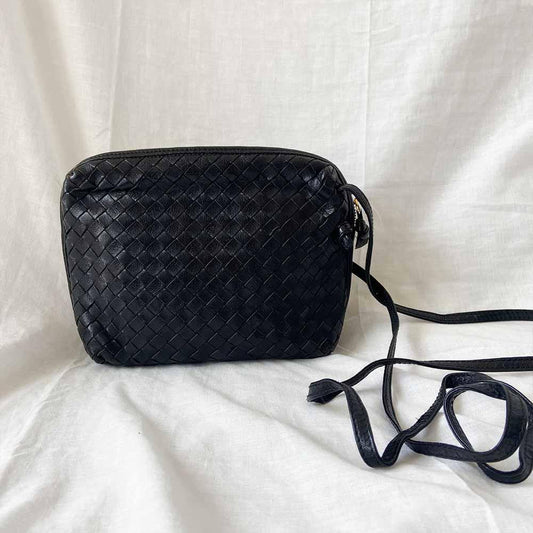 Bottega Veneta Black Intrecciato Leather Nodini Crossbody Bag
