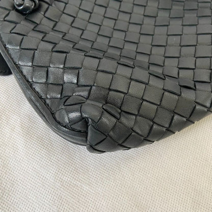 Bottega Veneta Black Intrecciato Leather Nodini Crossbody Bag
