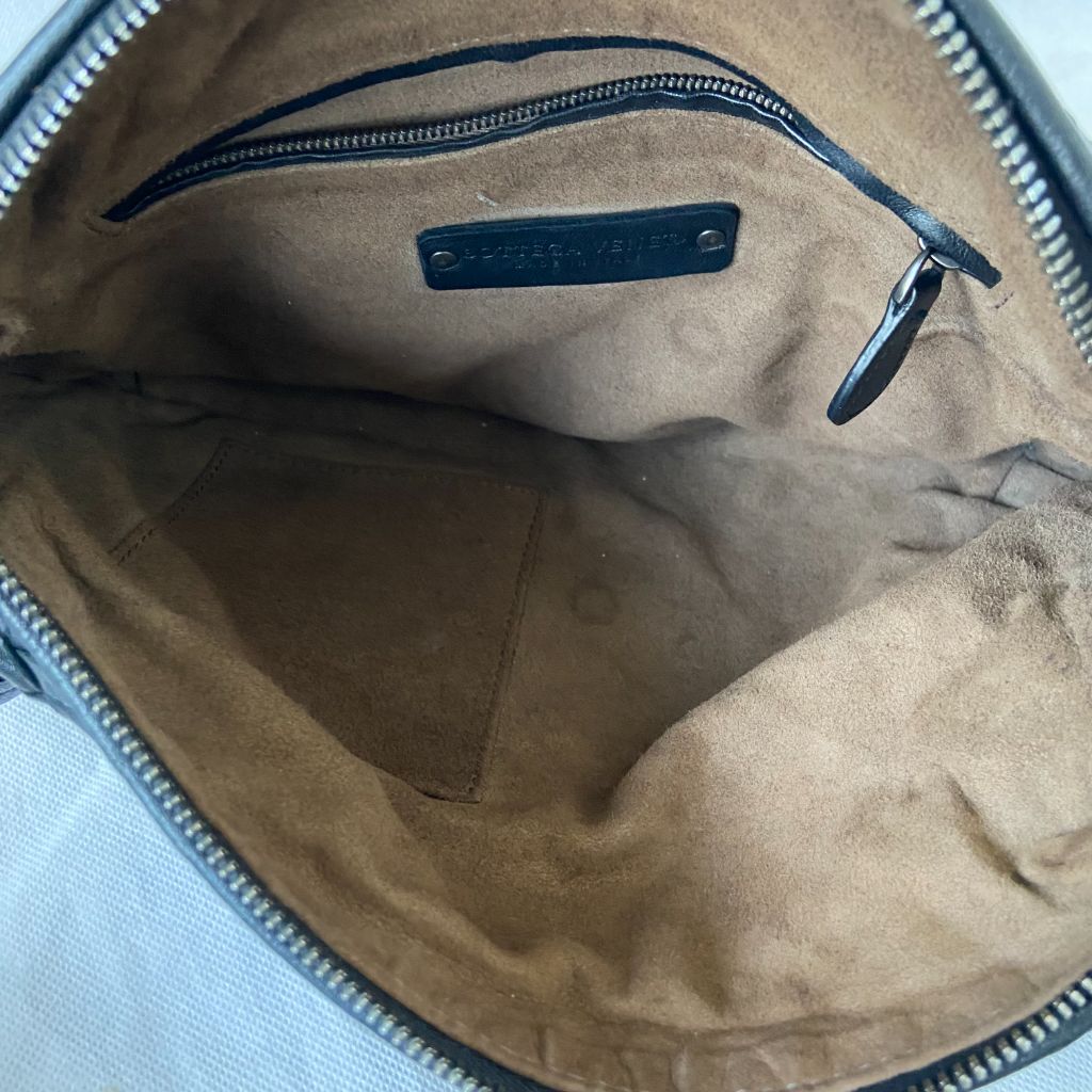 Bottega Veneta Black Intrecciato Leather Nodini Crossbody Bag