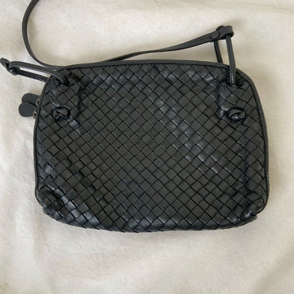 Bottega Veneta Black Intrecciato Leather Nodini Crossbody Bag