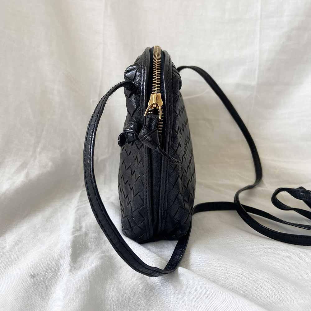 Bottega Veneta Black Intrecciato Leather Nodini Crossbody Bag