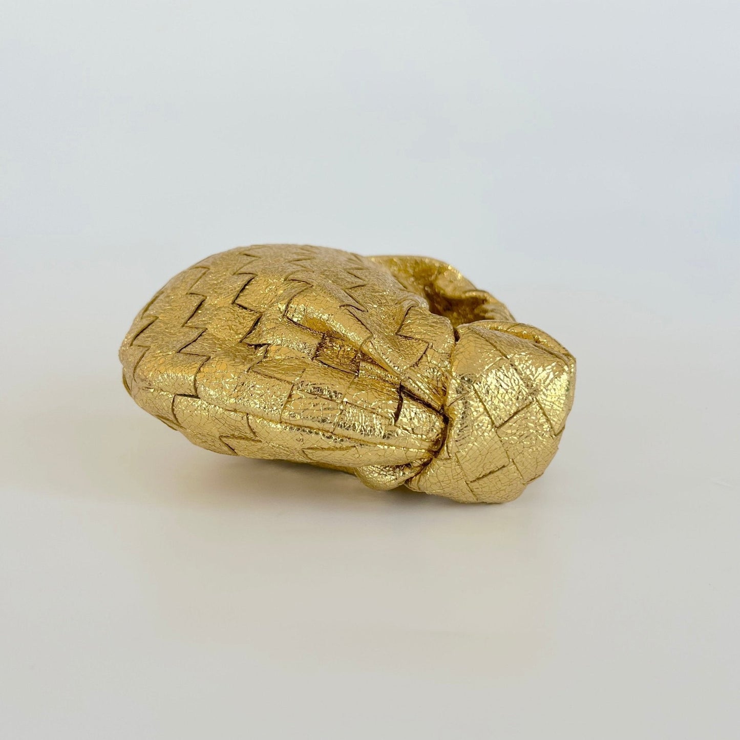 Bottega Veneta Metallic Gold Intrecciato Leather Mini BV Jodie Bag