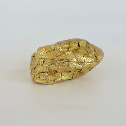 Bottega Veneta Metallic Gold Intrecciato Leather Mini BV Jodie Bag