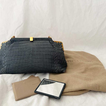 Bottega Veneta Vendome Sable Ardoise  Crocodile Shoulder Bag