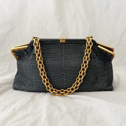 Bottega Veneta Vendome Sable Ardoise  Crocodile Shoulder Bag