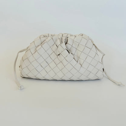 Bottega Veneta White Intrecciato Leather Mini The Pouch Bag