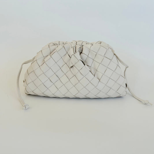 Bottega Veneta White Intrecciato Leather Mini The Pouch Bag