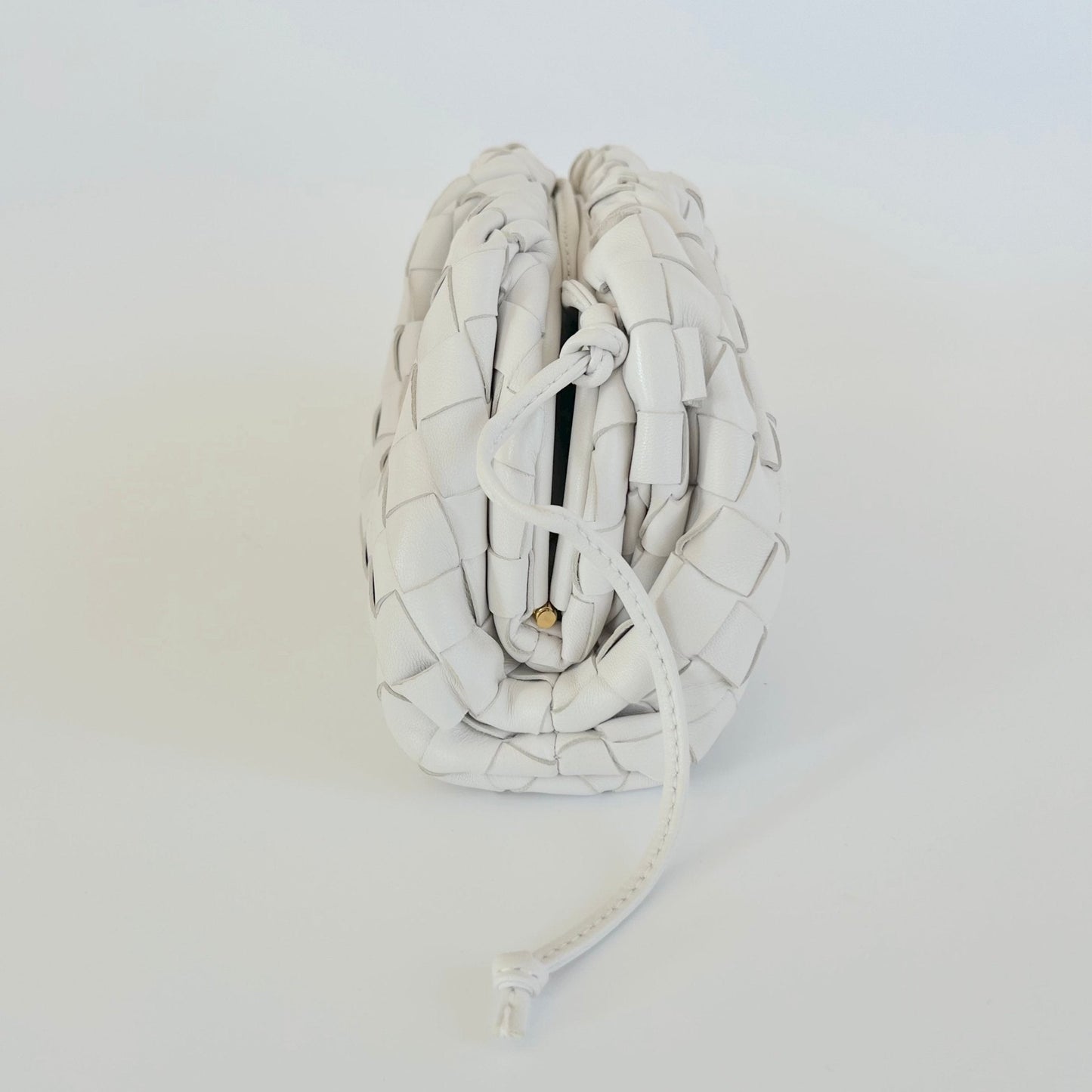 Bottega Veneta White Intrecciato Leather Mini The Pouch Bag