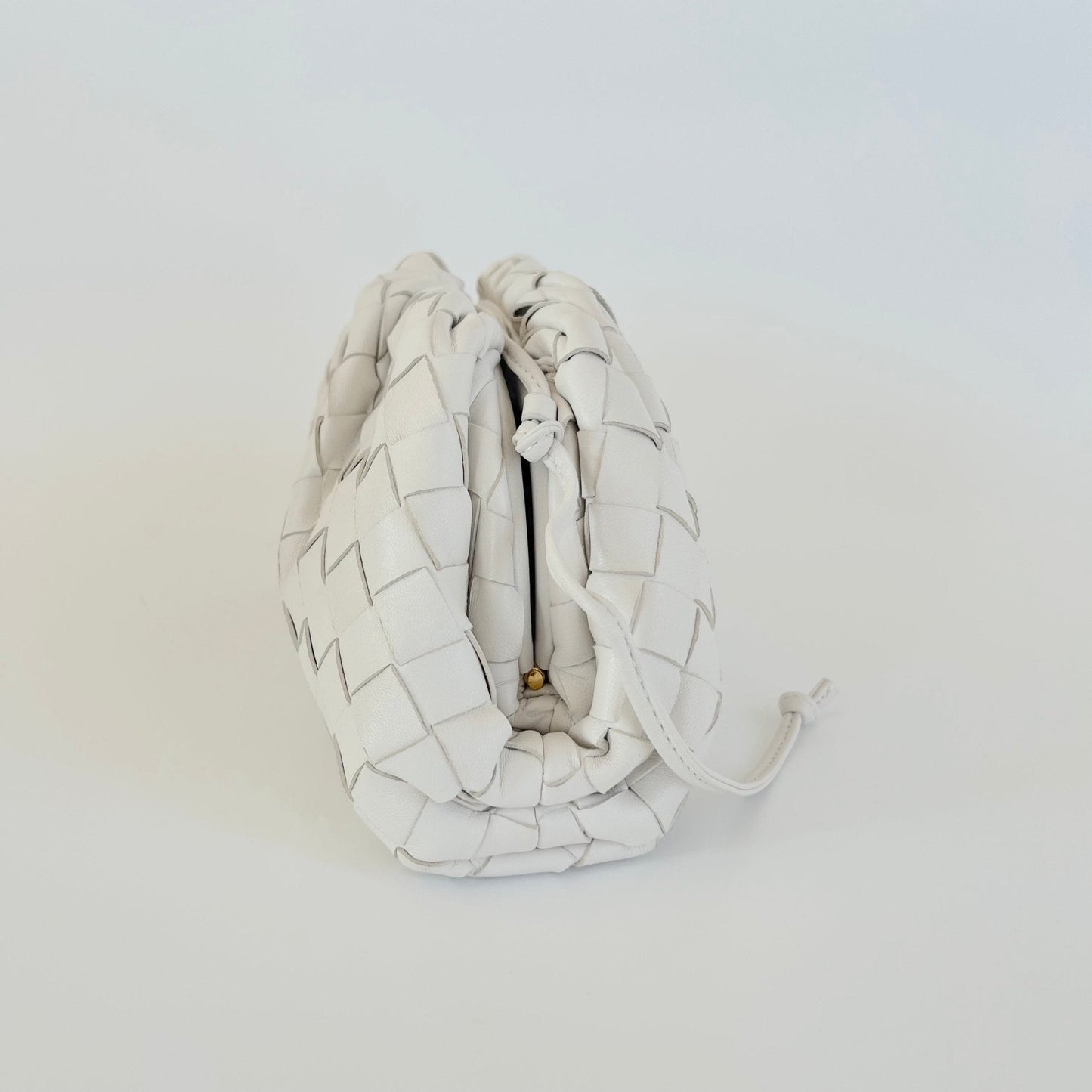 Bottega Veneta White Intrecciato Leather Mini The Pouch Bag