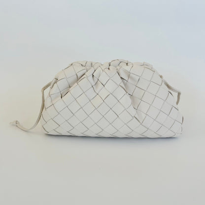 Bottega Veneta White Intrecciato Leather Mini The Pouch Bag