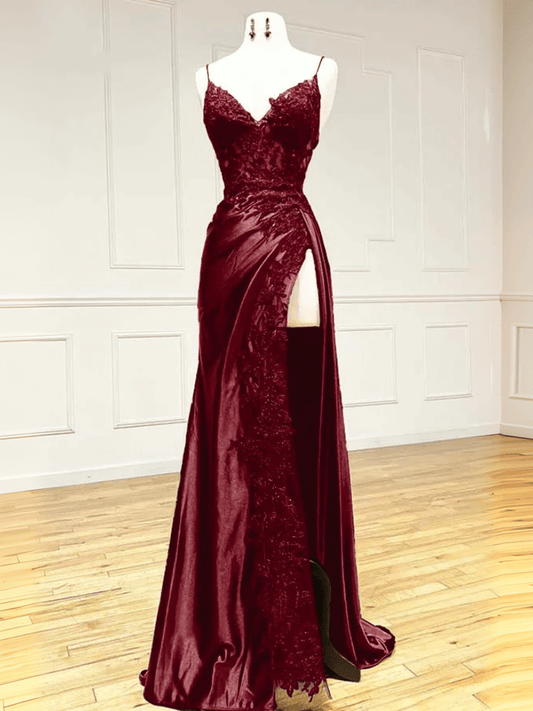 Tight Formal Dresses Long Classy,Leg Split Prom Dress