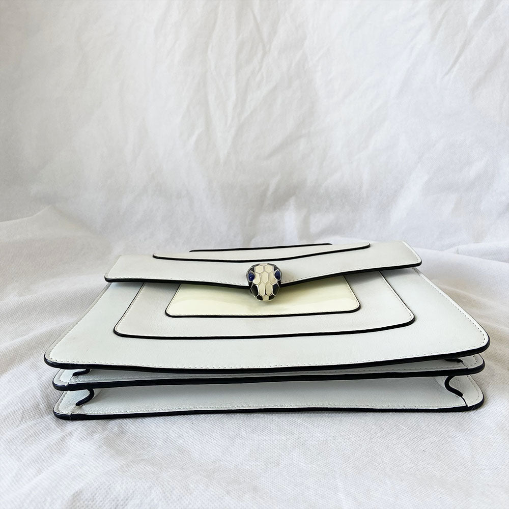 Bvlgari Cream Leather Medium Serpenti Forever Shoulder Bag