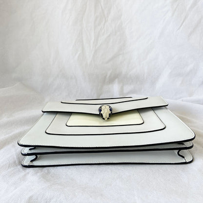 Bvlgari Cream Leather Medium Serpenti Forever Shoulder Bag