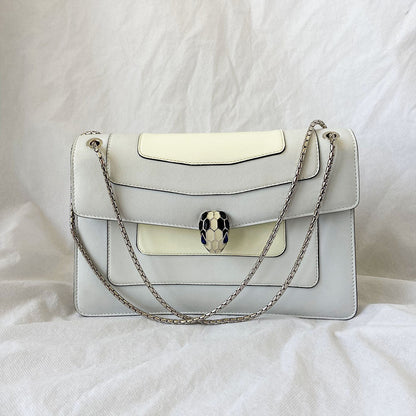 Bvlgari Cream Leather Medium Serpenti Forever Shoulder Bag