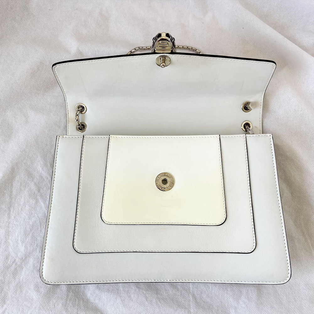 Bvlgari Cream Leather Medium Serpenti Forever Shoulder Bag