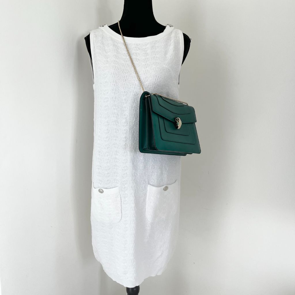 Bvlgari Emerald Green Leather Medium Serpenti Forever Shoulder Bag