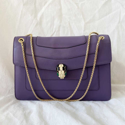 Bvlgari Purple Leather Medium Serpenti Forever Shoulder Bag