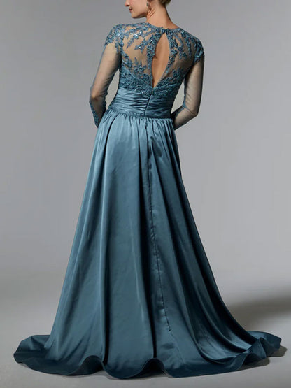 Flowy Lace Satin Women's Dress