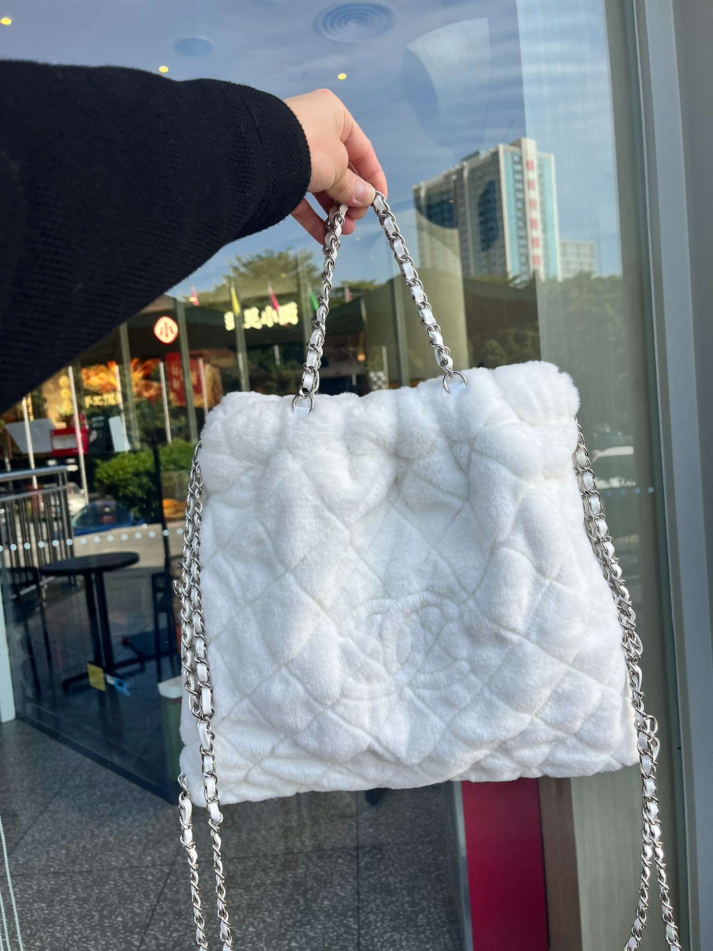 Chanel White Hidden Chain Tote Bag
