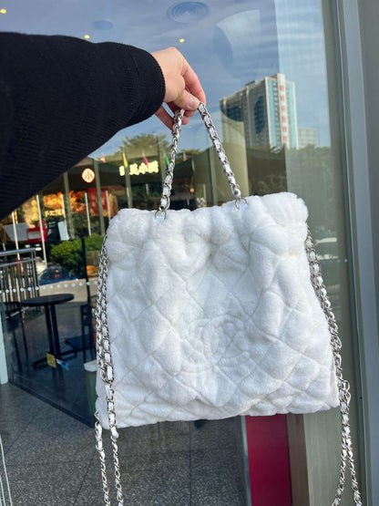Chanel White Hidden Chain Tote Bag