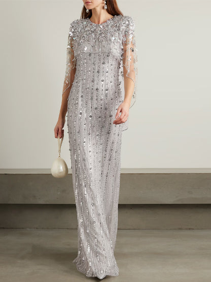 Mesh Sequins Maxi Dress