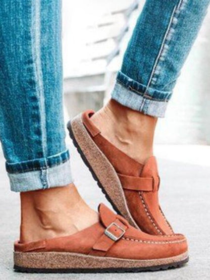 Women's casual suede all-match half-pull bean shoes