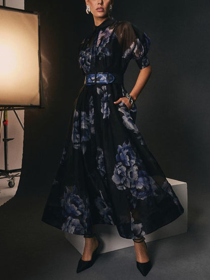 Organza Temperament Round Neck Temperament Women's Dress