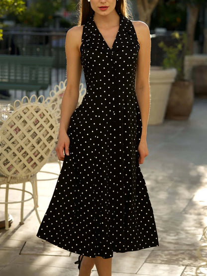 Polka Dot Sleeveless Elegant Dress