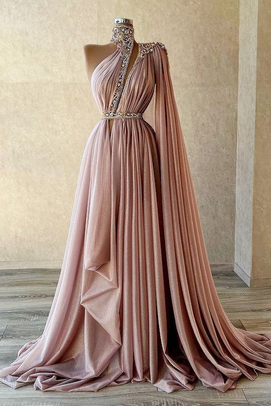 Pink gorgeous shiny beaded long tulle sexy elegant floor-length ball gown evening dress gh3277