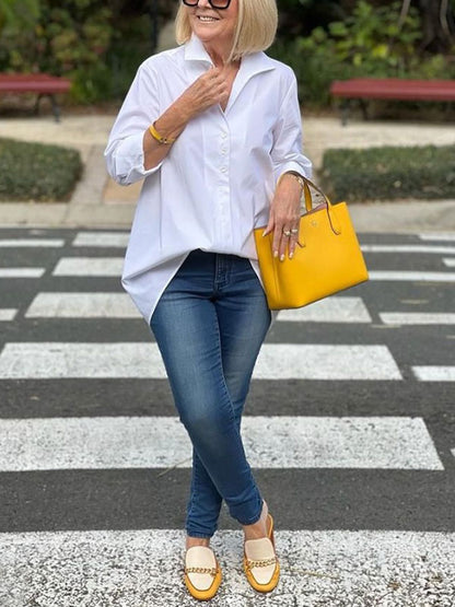 Solid Color Temperament Casual Work Ladies Shirt