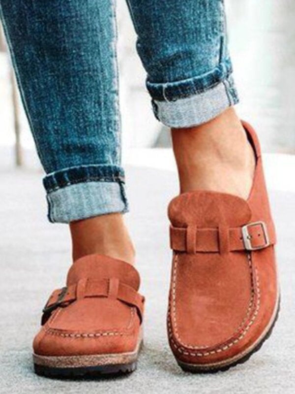 Women's casual suede all-match half-pull bean shoes