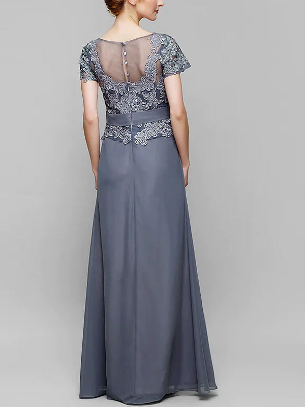 V-neck Solid Color Lace Maxi Dress