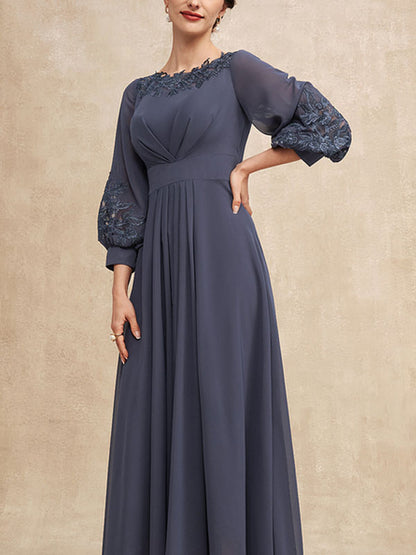 A-Line Scoop Neck Asymmetrical Chiffon Mother of the Bride Dress With Ruffle Appliques Lace