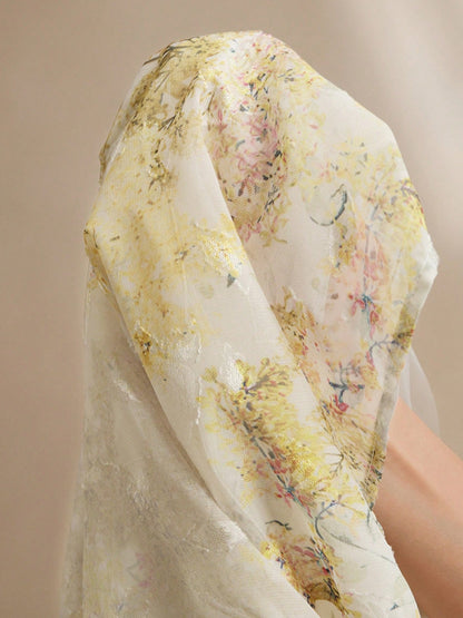 Women's V Neck Elegant Floral Print Long Sleeve Dress