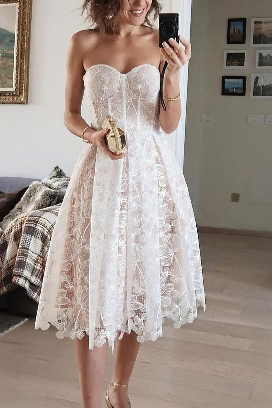 loveedsTM-Sexy embroidered lace evening gown with tube top