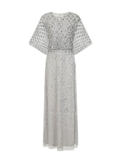 Diamond Pattern Sequin Decoration Embellished Long Dress